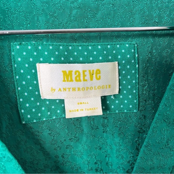 Anthropologie Maeve Green Cheetah Leopard Jacquard Tiered Dress Womens Size S - Picture 5 of 6